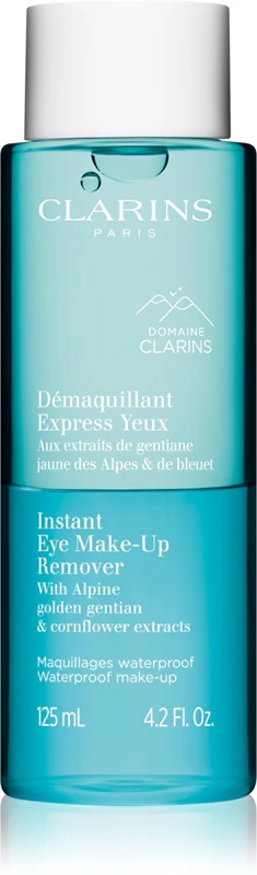Clarins Cleansing Instant Eye Make-Up Remover ir divfāžu acu kosmētikas noņēmējs jutīgām acīm.