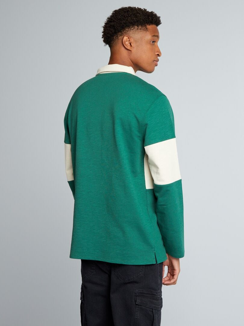 Polo shirt met lange mouwen van jersey +190 cm - Groen