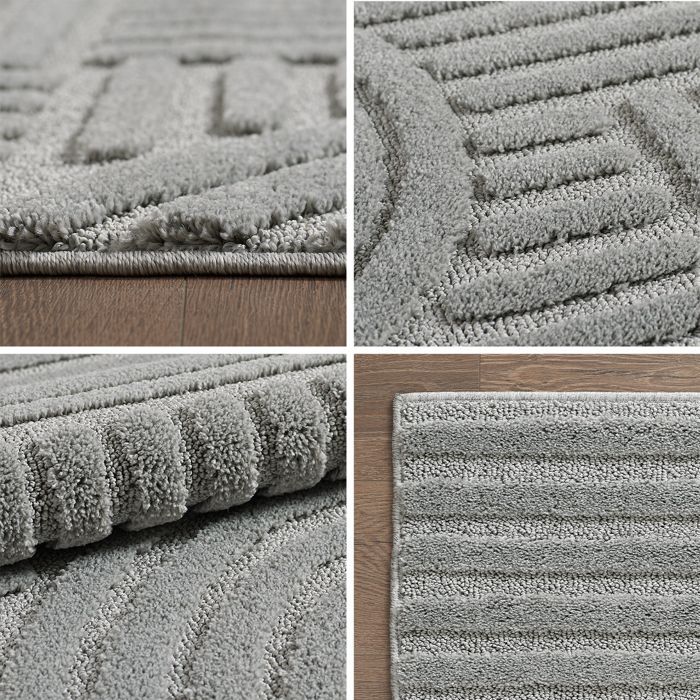 Teppium Tapis de Salon et Chambre à Poils Bouclés Gris 60 x 110 cm style bohème scandinave tapis décoratif