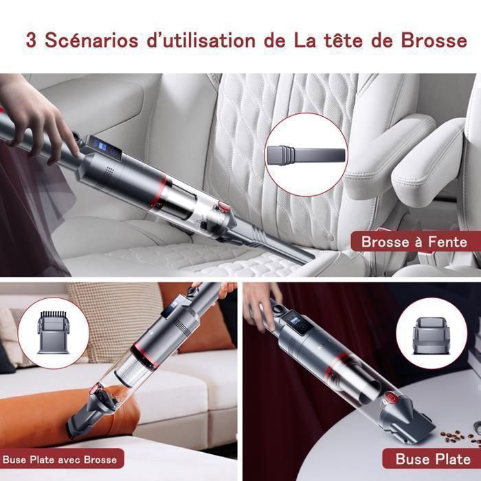 Rechargeable Cordless Handheld Vacuum Cleaner - SmartAI H5 - 145W/17000Pa - Up to 30 Mins - LED Display - Car, Home, Pet Hair