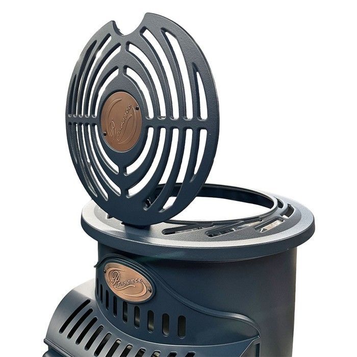Poele à gaz 3,4KW Bleu Saphir Mat Effet poêle à bois Fonte véritable + Tuyau gaz + détendeur butane Provence Sahara