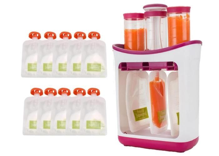 Stazione di compressione per alimenti per neonati, Macchina per alimenti per neonati, Stazione di compressione per alimenti, Bustine confezionate fresche