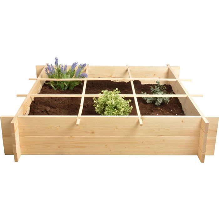 Huerto cuadrado elevado de madera - ESSCHERT DESIGN - 1 m² - Fácil de instalar - Para hortalizas y flores - Pino FSC