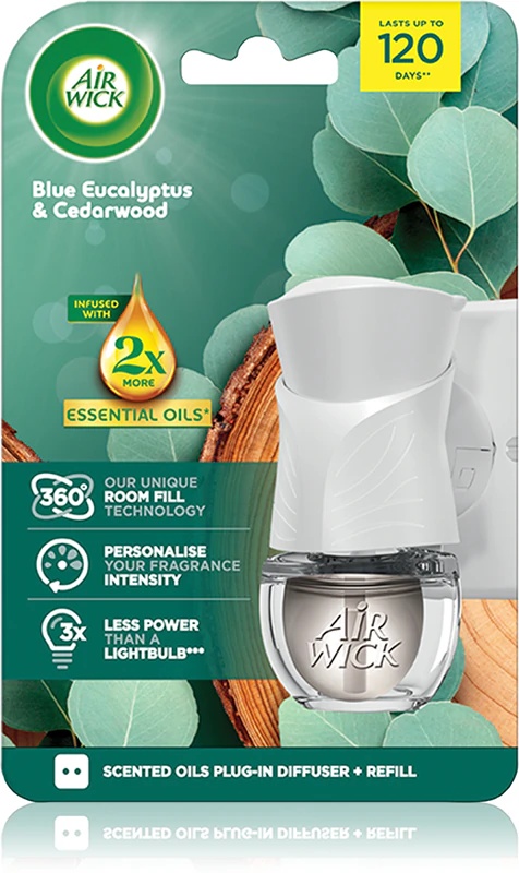 „Air Wick“ elektrinis oro gaiviklis „Blue Eucalyptus & Cedarwood“ su papildymu