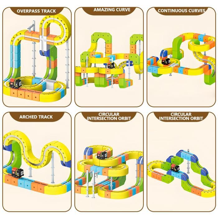 167-Piece Car Track Set, Modular Magnetic Track with 360° Loop, Ramp, Bridge, Creative Construction, Electric Train Set, Children's Gift