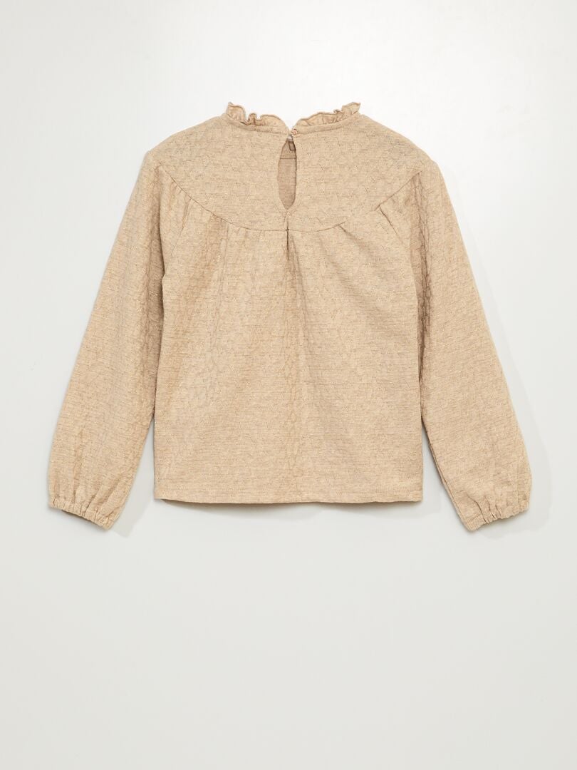 Camiseta con volantes - BEIGE