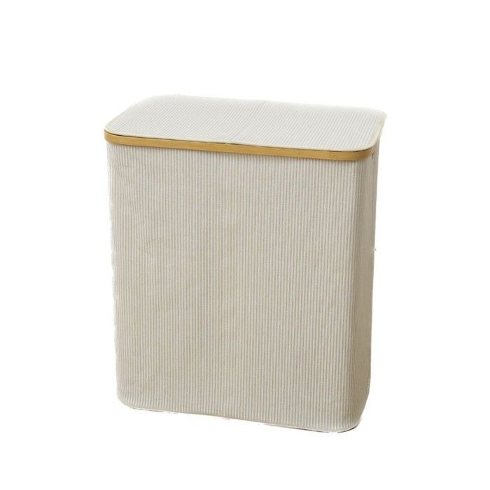 Paniers à linge - PROMO LINGE - Bambou - Coton - 54,5x34x60cm - Blanc