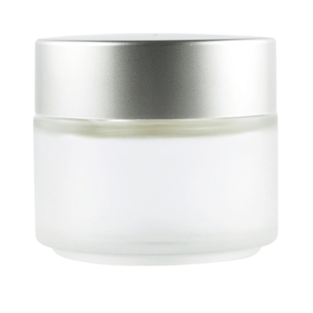 Pot verre dépoli 100 ml avec capot argent mat