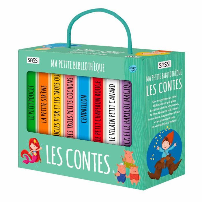 Sassi Junior | Lot de 8 livres - Ma petite bibliothèque Les contes - Multicolore - 22 x 18 cm