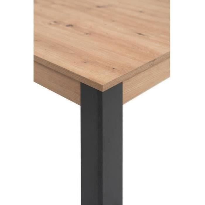 Uitschuifbare tafel - TOLOSA 80A - Ambachtelijk eikenhout/zwarte afwerking - Rechthoekig - Geschikt voor 6/8 personen - 100-150 x 75 x 80 cm