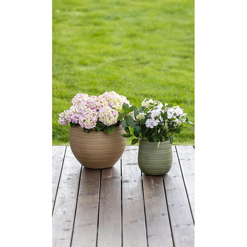Blumentopf ø 32 cm, grün, Fischgrätmuster