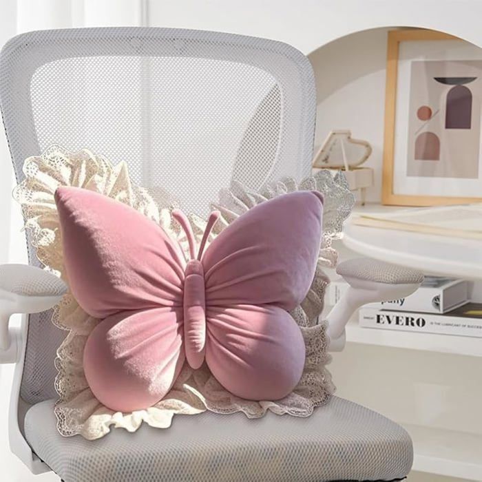 Almofada decorativa XJYDNCG - Almofada para sofá - Formato de borboleta - Moderna - 40x45cm - Rosa