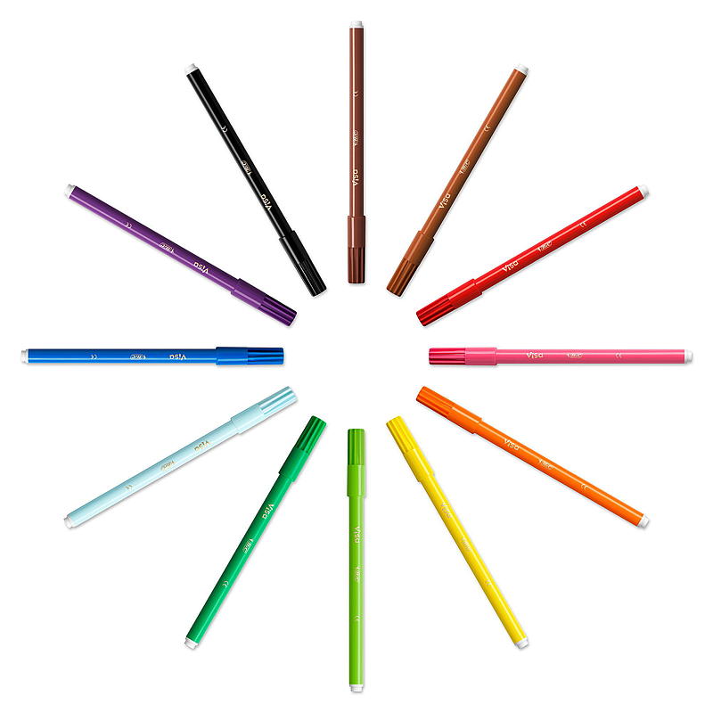 Lot de 12 marqueurs BIC pour enfants Visa couleur 880 BIC