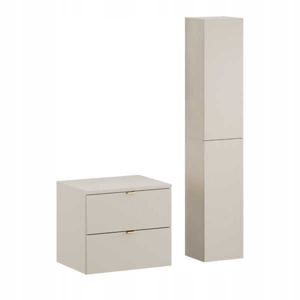Zestaw Szafka Z Blatem 60 cm   2 Słupki 160 cm Kaszmir Wiszące DALIA