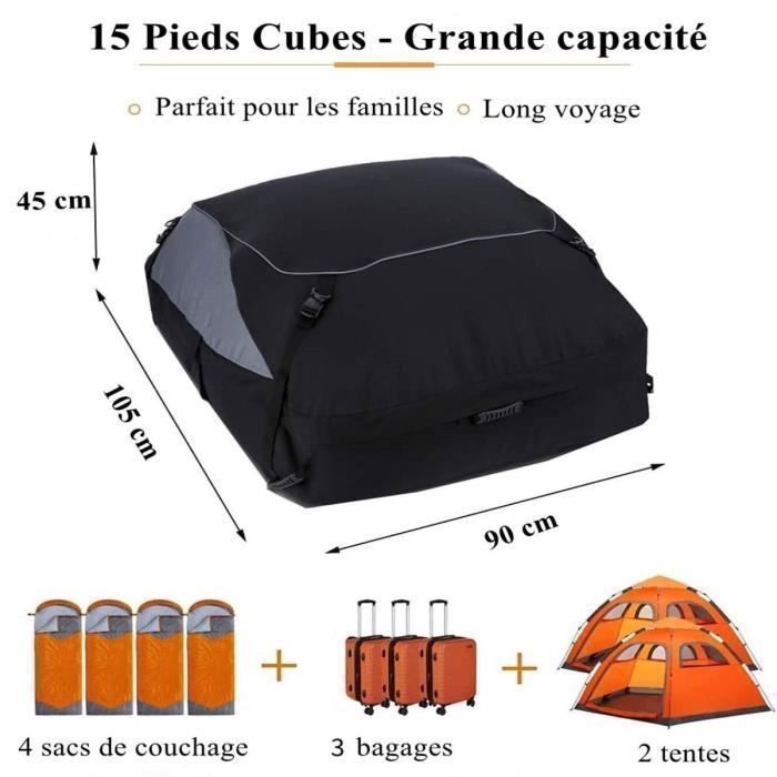 Cofre de techo plegable TOOLUCK - 450L - Bolsa de techo impermeable, bolsa de techo para coche sin barras, tejido Oxford 900D - 6 correas