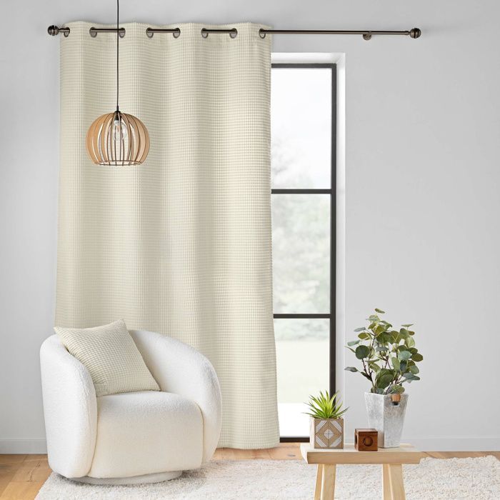 Douceur d'Intérieur — Cuscino sfoderabile 45x45 cm Altalena in velluto goffrato, Naturale (Beige)