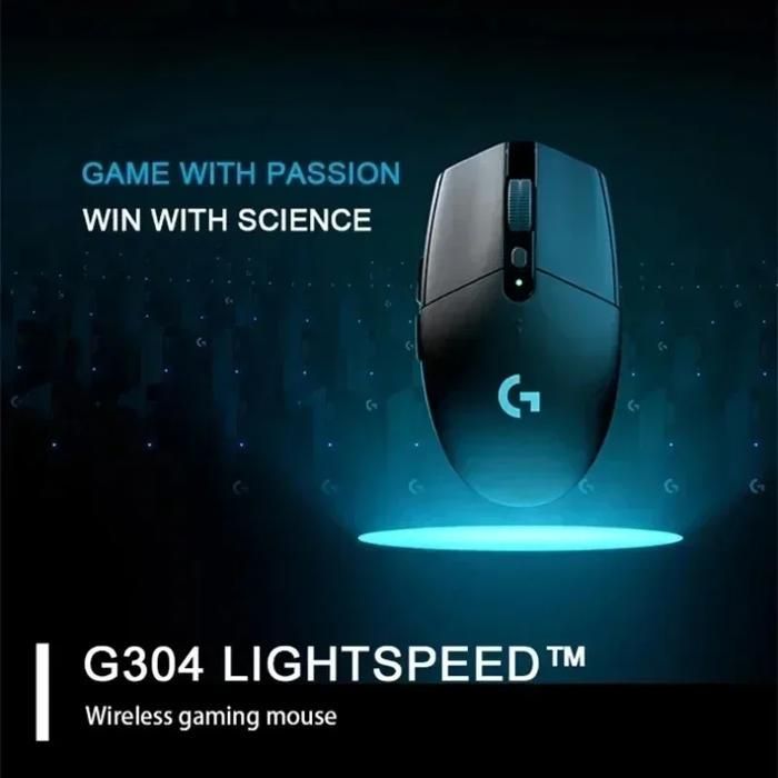 Mouse gamer sem fio Logitech G304, leve, com sensor Hero 12K, 12.000 DPI, 6 botões programáveis, compatível com PC e macOS, preto.
