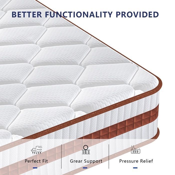 Colchón híbrido premium de 90x190 cm: muelles ensacados + espuma viscoelástica, 25 cm de grosor, ergonómico, firmeza media.