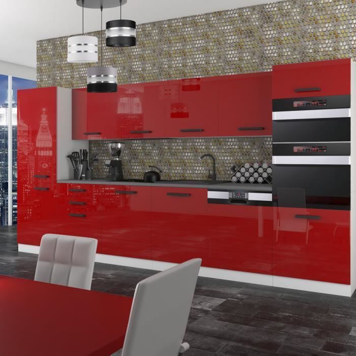 Cuisine Complète - B BELINI GROUP - NAOMI - Rouge Très Brillant - 360 cm - Design Contemporain