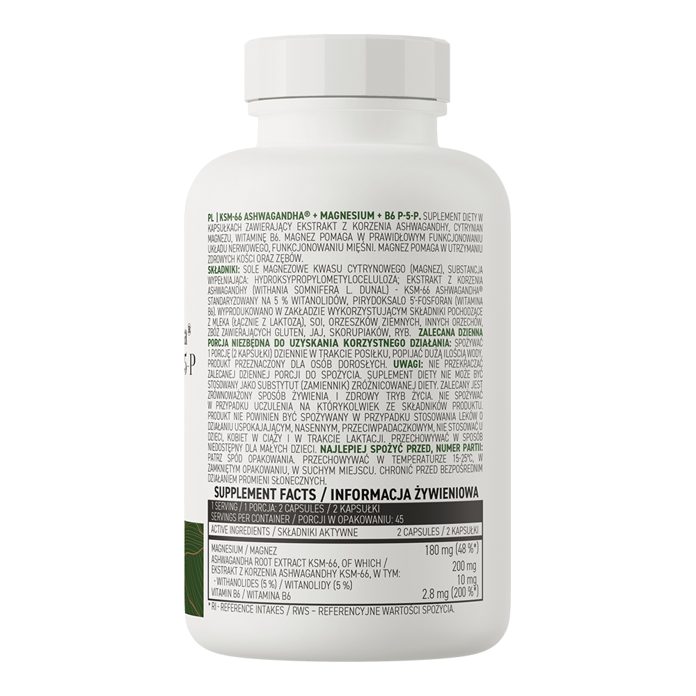 OstroVit KSM-66 Ashwagandha® + Magnesium + B6 P-5-P VEGE