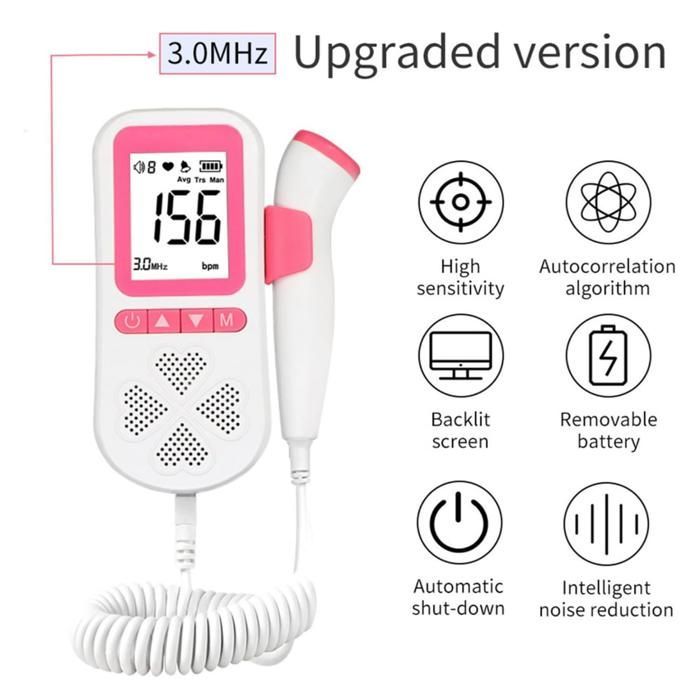 Fetal Heart Rate Monitor — Fetal Doppler Pregnancy, Home Heart Rate Monitor for Pregnant Women
