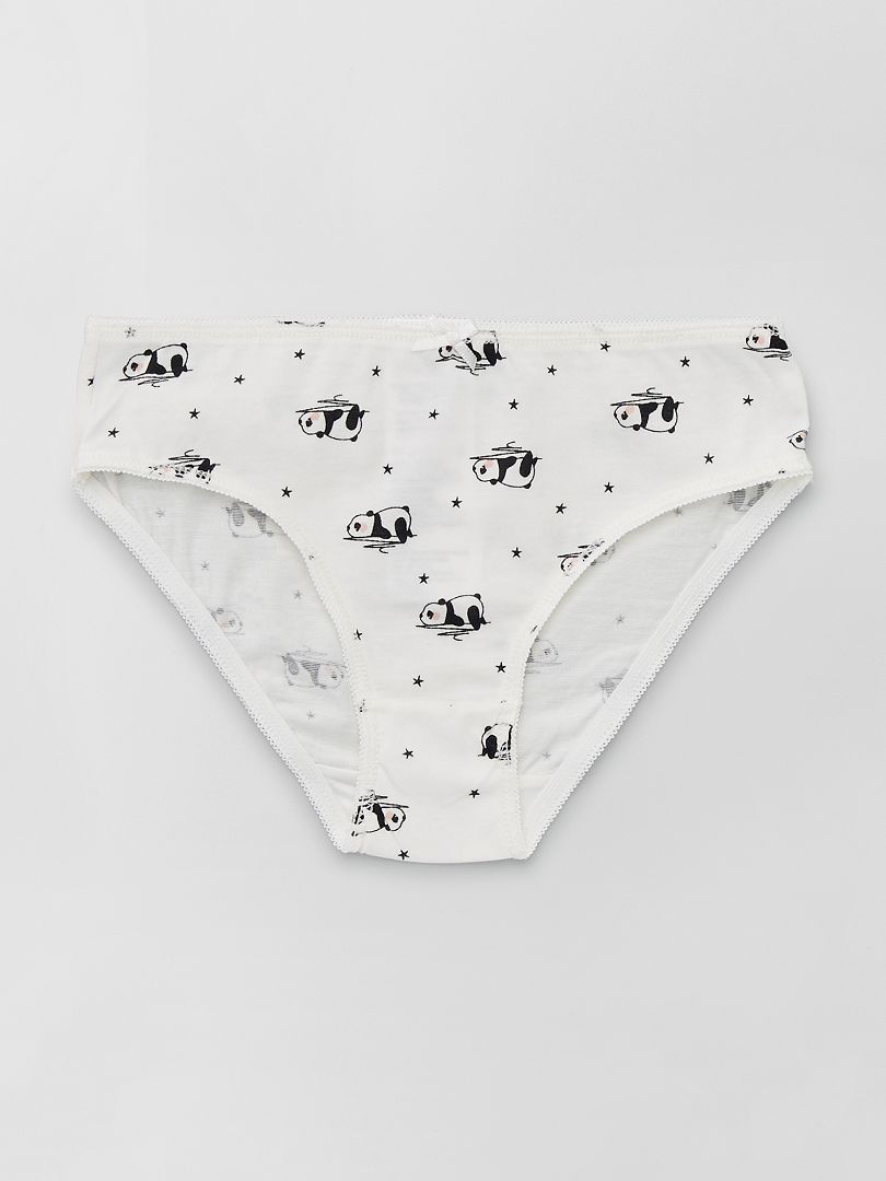 Braguitas de punto con lazo estampado - Juego de 4 - BLANCO