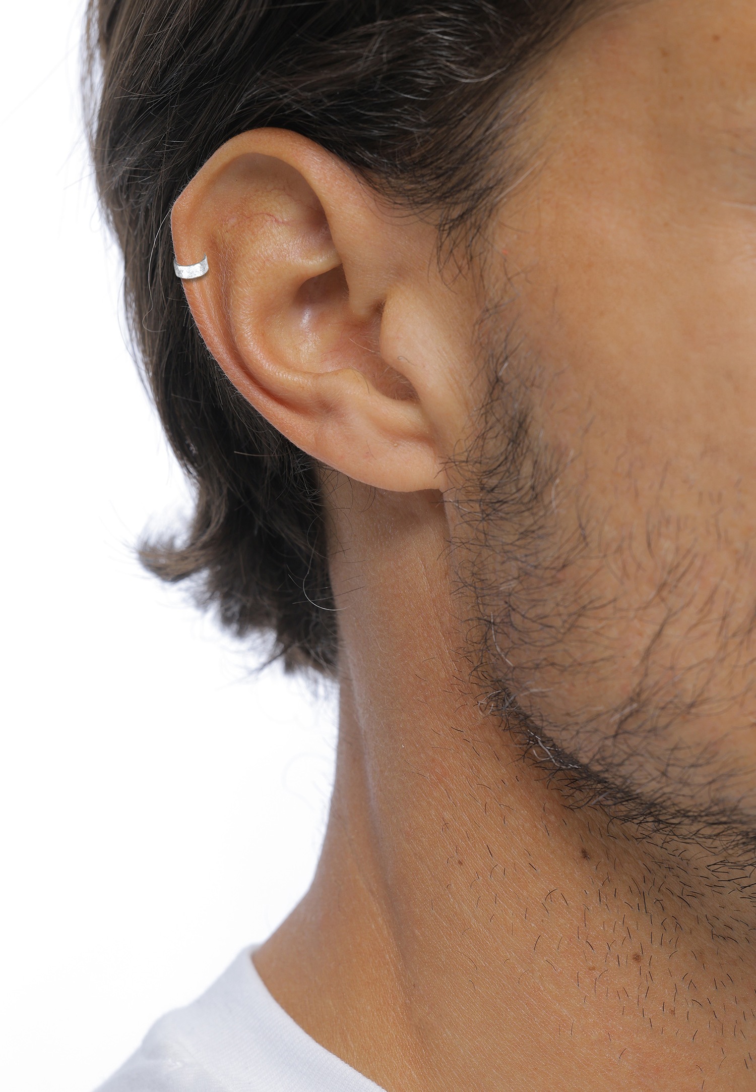 KUZZOI Earcuff Hommes Brossé Argent Sterling 925