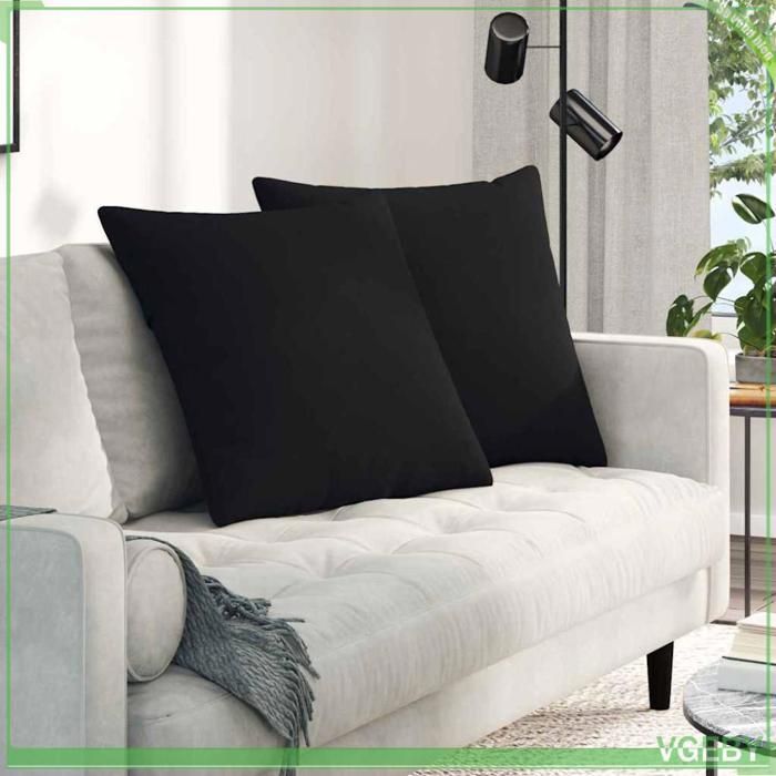 Coussins de canapé - ABI - 2 pcs - Noir - 60 x 60 cm - Housses amovibles