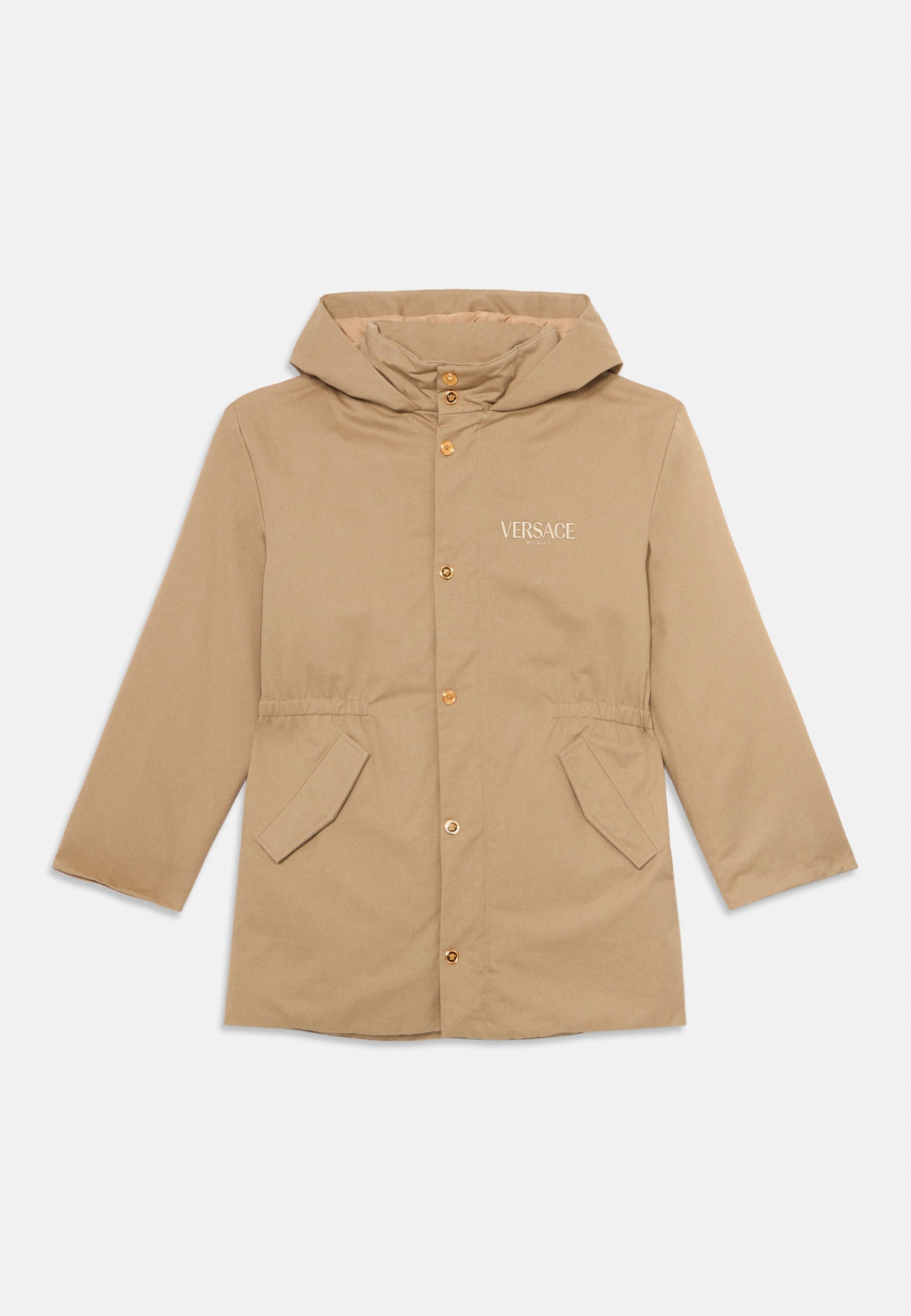 Versace MĒTELIS PEACOAT CABAN LOGO EMBROIDERY BAROCCO KIDS UNISEX - Ziemas mētelis - smilšu