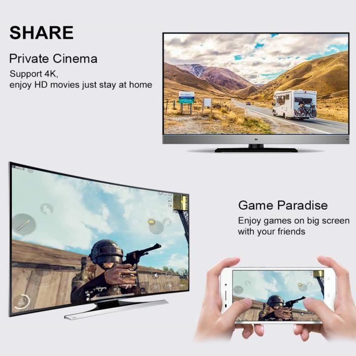 Adaptador receptor de pantalla HDMI WiFi 4K 5G, convertidor MiraScreen Streaming TV Stick compatible con Airplay/Miracast/DLNA