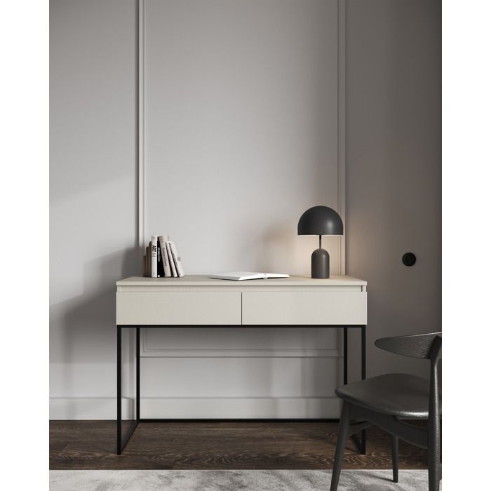 Dressing table with drawers - BEMMI - beige - with black legs