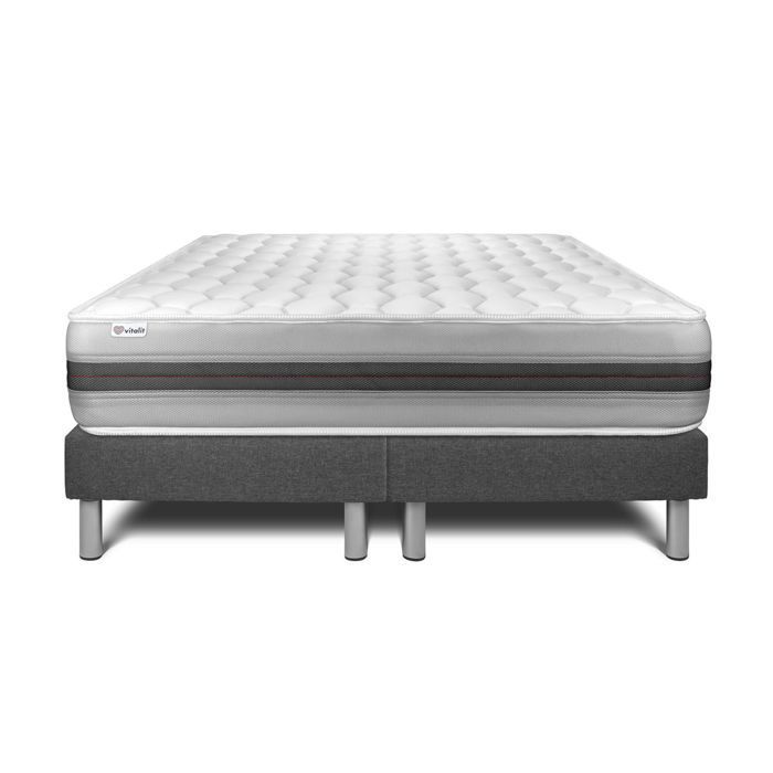 Matratzen- und Lattenrost-Set 200x200 cm - 2 graue Lattenroste - Vitalspring Recover