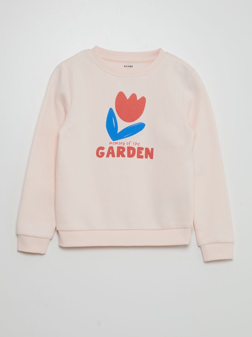Sweatshirt van fleece met print - ROZE