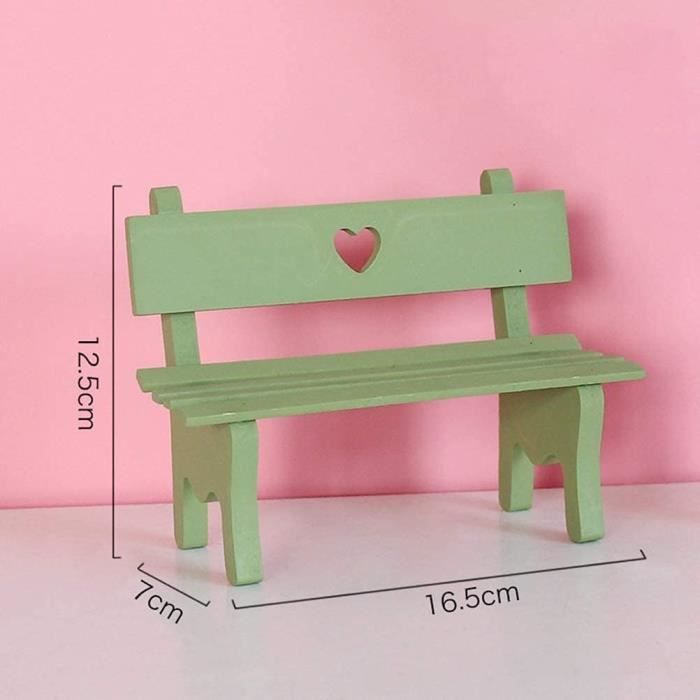 Miniature Bench - Dollhouse - Green - Wood - Indoor Decoration - Garden Accessory