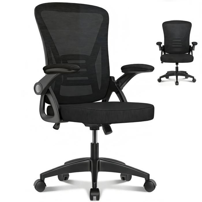 Silla de oficina BIGZZIA, silla ergonómica con ruedas, altura regulable, soporte lumbar, respaldo regulable, peso máximo 150 kg.