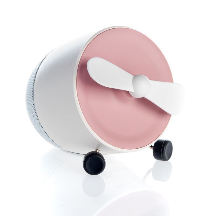 POUT EARS1 Enceinte Bluetooth Portable avec Mini Ventilateur, sans fil, longue durée, Rose