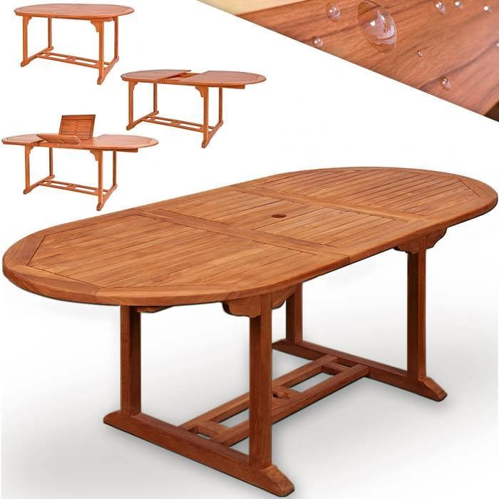 Mesa de jardim Vanamo, madeira de eucalipto, 200 x 100 x 74 cm, para pátio externo.