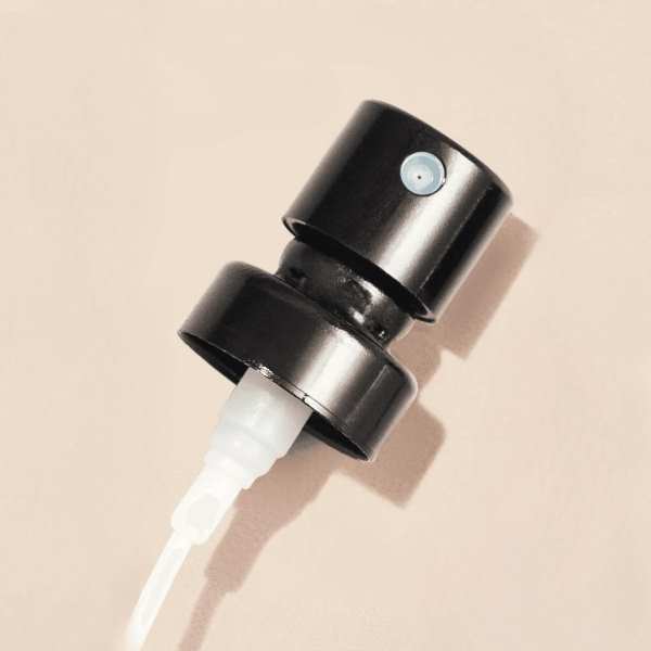 Vaporisateur pour flacon de parfum - Pompe noire en gros pour bouchons de parfum, métal noir, 100 µl/0,1 cc, FEA 15, type à sertir (avec collerette étagée)