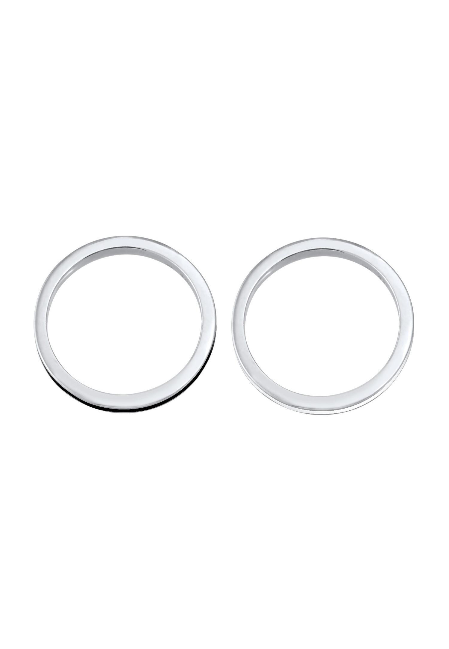 Elli Femmes Set Bande Basique avec Émail noir en Argent Sterling 925
