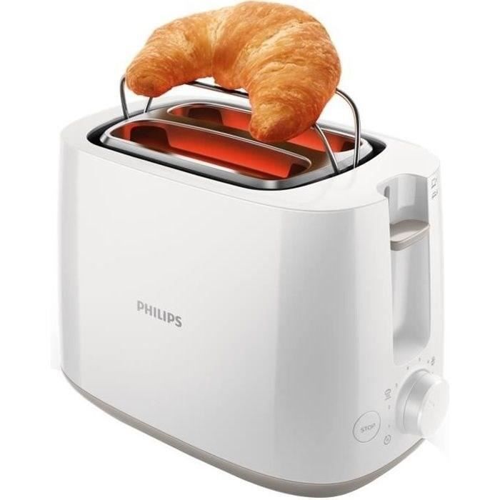 Tostadora - PHILIPS - HD2581/00 - Recogida diaria - 2 ranuras - 830 W - Blanca