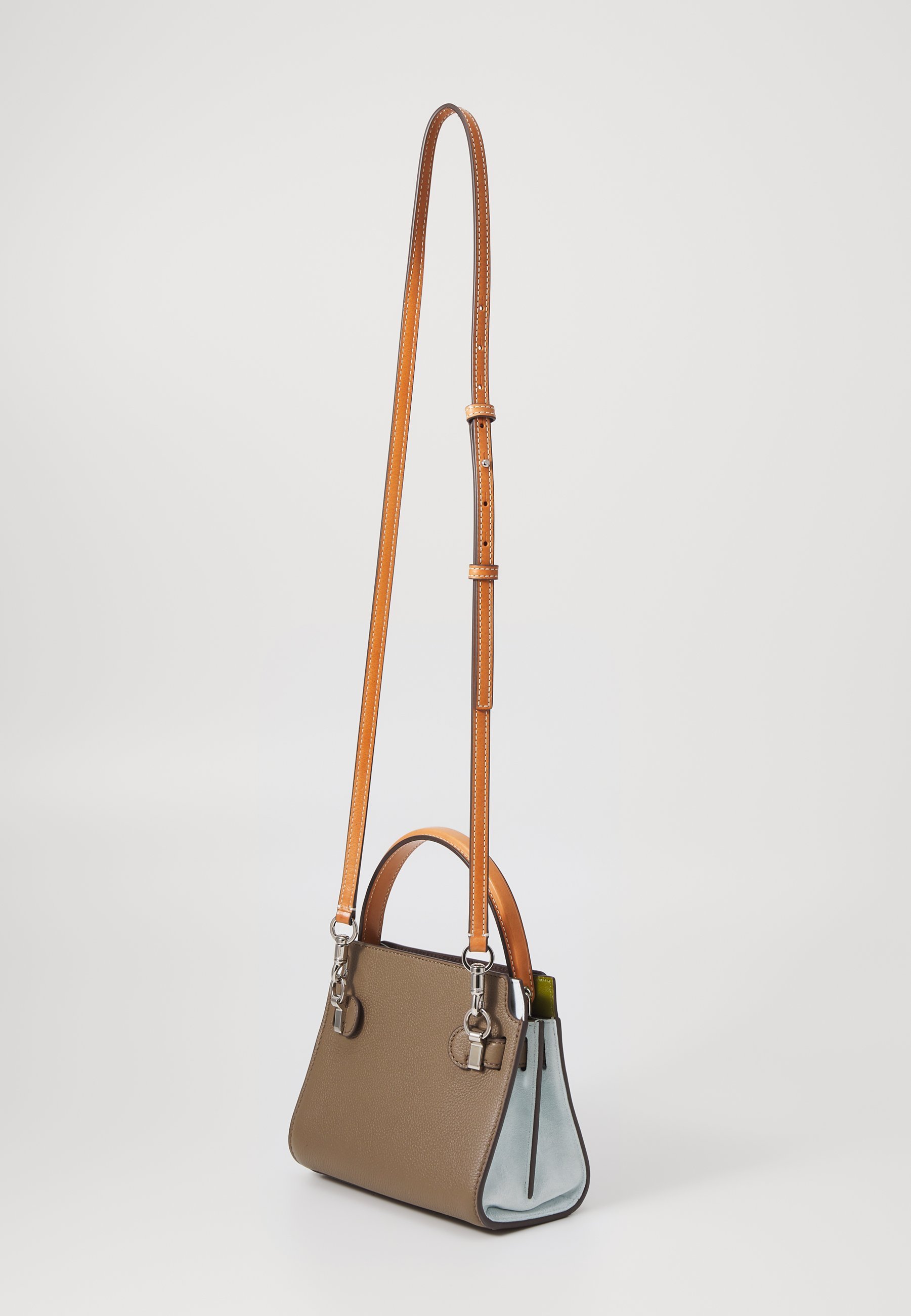 Tory Burch RADZIWILL COLOR-BLOCK PEBBLED PETITE DOUBLE BAG - Handtas - wilde paddenstoel