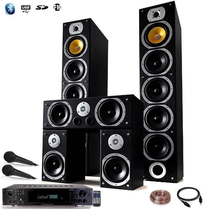 Ensemble Home-cinéma BENG - 2 enceintes colonnes 4 voies - 1240W - Karaoké - Bluetooth - Noir