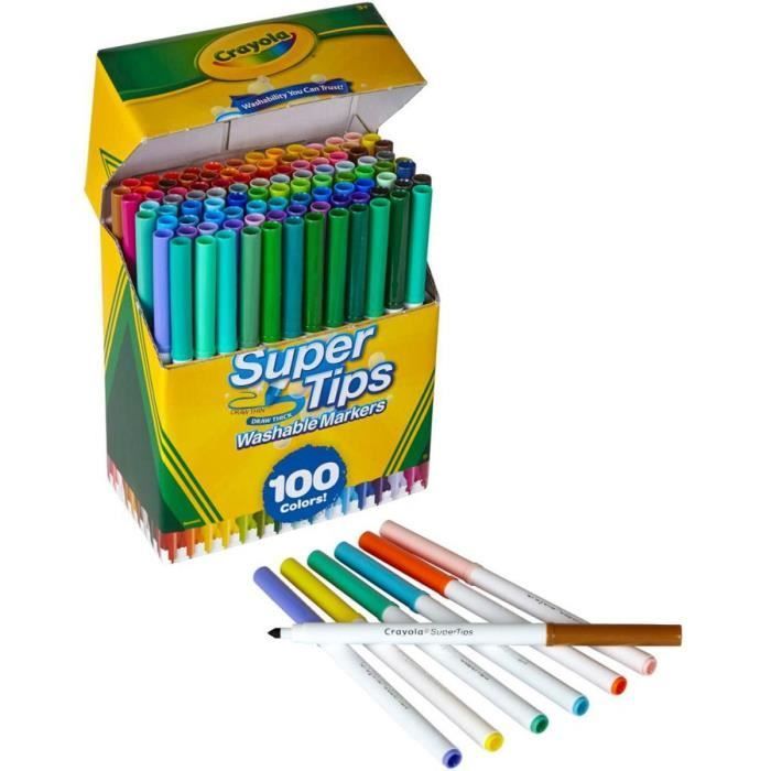 Rotuladores Crayola - 100 unidades - Punta súper fina - Multicolor - Para niños de 3 años en adelante