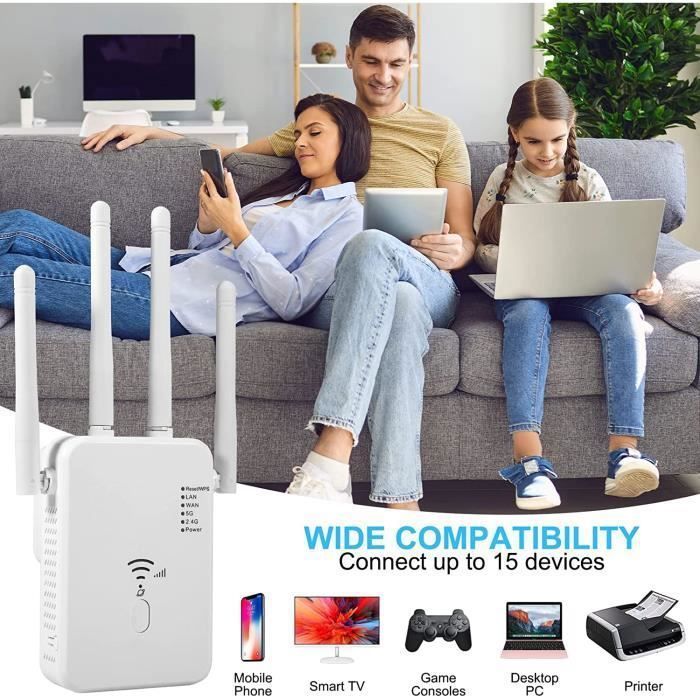 Répéteur WiFi - EINNENFFER - 1200 Mbit/s - Dual Band - 4 Antennes - Mode Répéteur/Point d'accès