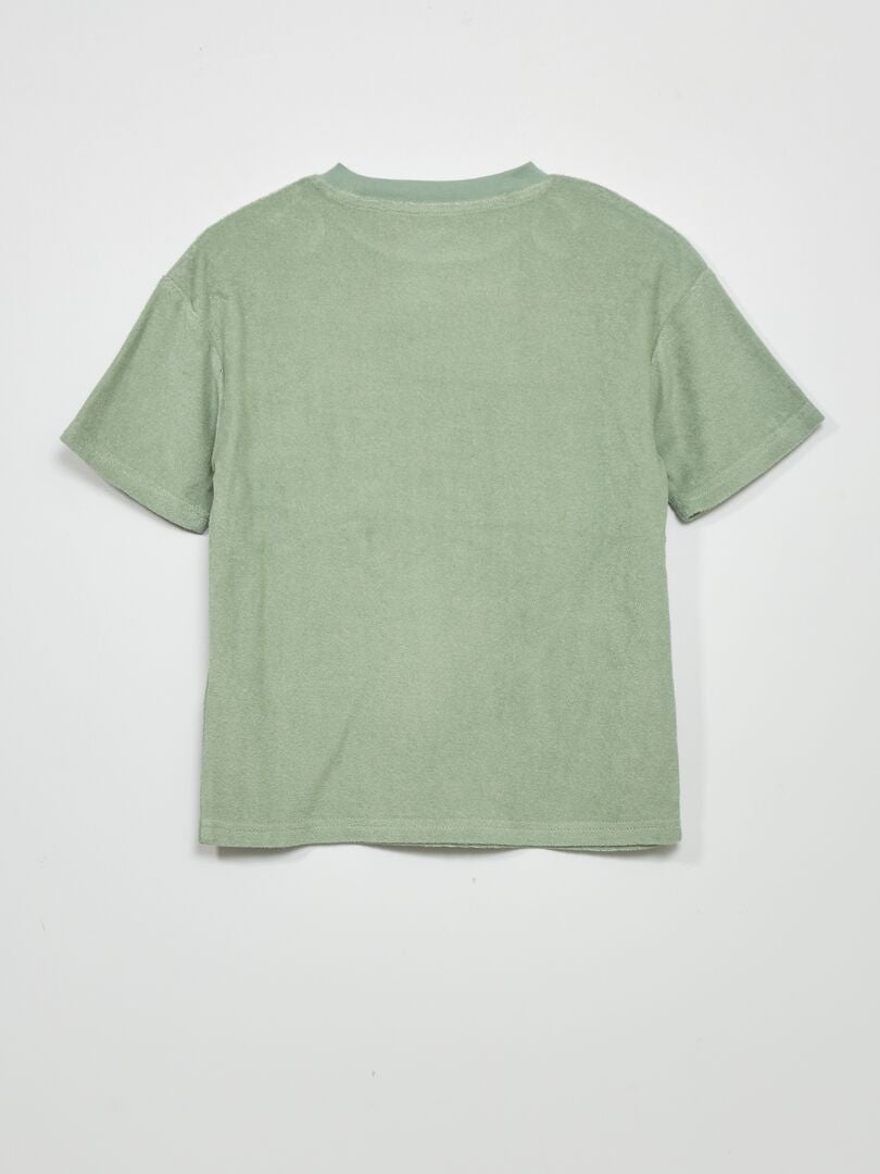 Camiseta de manga curta em tecido atoalhado - VERDE