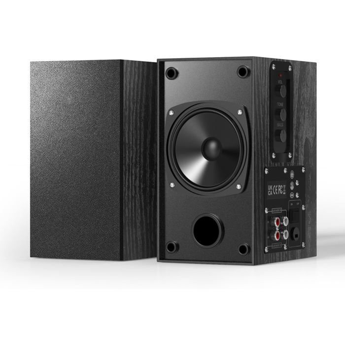 Altavoz activo de estantería - SVATV - 2x30W - Entrada jack - Entradas RCA duales - Gabinete de madera - Negro - Woofer de 4