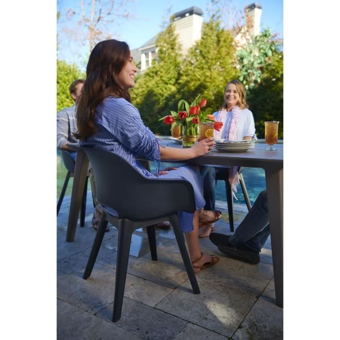 Mesa ALLIBERT GARDEN LIMA 160x100cm - Capuchino + 3 juegos de 2 sillones AKOLA Grafito - Resina