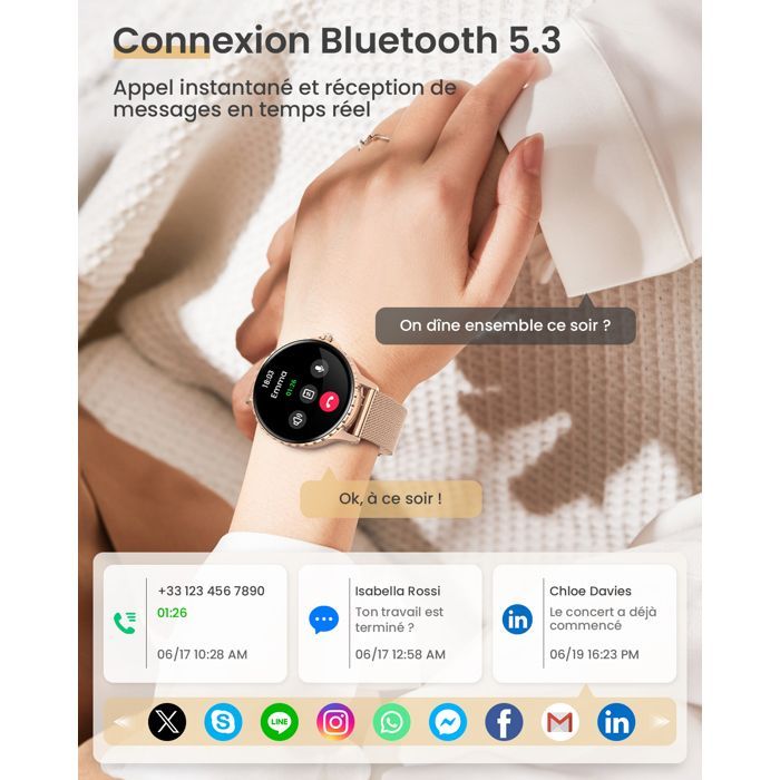 Reloj inteligente AIMIUVEI para mujer - Pantalla HD de 1,27'' - Llamadas - Resistencia al agua IP68 - Más de 120 modos deportivos