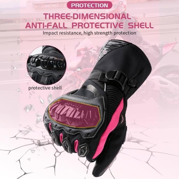 Guantes de moto impermeables y resistentes al viento para mujer - Guantes de moto para mujer - Guantes de moto compatibles con pantallas táctiles