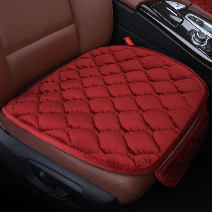 Coprisedili per auto in peluche (2 pezzi) - Protezioni universali per auto, casa, ufficio e sedie (rosso)